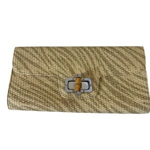 Vintage MMS Design Studio Envelope Clutch Bag Purse Sea Grass Straw Woven